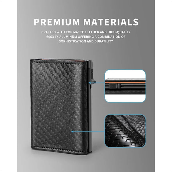 Wallet for Men Compact RFID Blocking Mens Wallet Stylish Minimalist Ridge Wallets for Men with Pop Up Card Case Top Matte Leath
