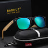 BARCUR Fashion Light Weight Wooden Women Polarized Sunglasses TAC Lens Bamboo Wood Foot Classic Square UV400 Men Sunglasses
