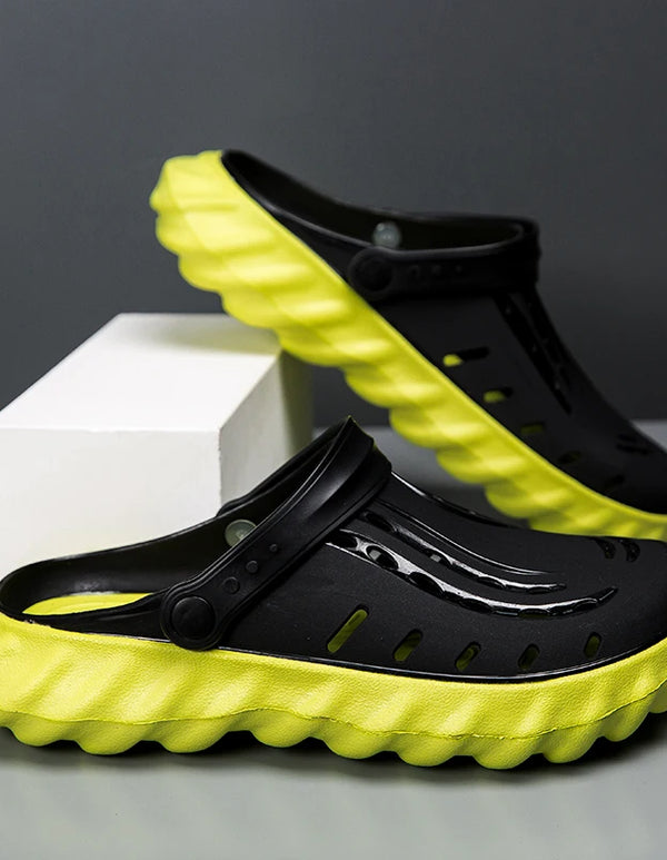 New men's summer clogs, suitable for sports and outdoor wear, with non - slip design, closed - toe style, and breathable feature