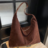 Fashion Commuter Women Shoulder Bag New Retro Maillard Style Armpit Dumpling Bag Luxury Faux Suede Large Capacity Tote Bag