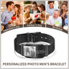 Personalized Mens Photo Bracelet Custom Watchband Wristband Bracelets Black Jewelry Gifts for Grandpa Father Husband Son