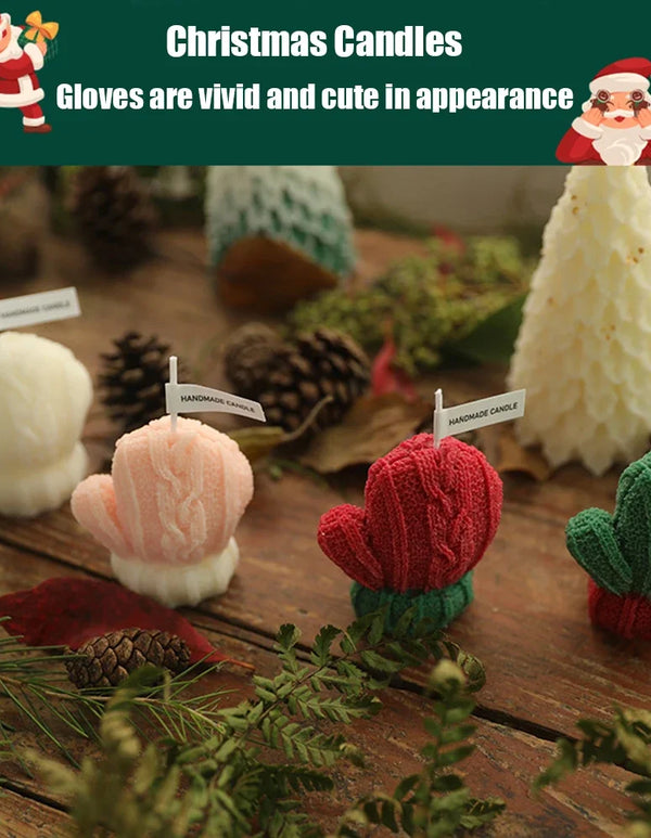 Candles,Christmas 3D Woolen Gloves Candles Soy Wax White Aromatic Aromatherapy Candles Party Guest Souvenirs Home  Birthday Gift