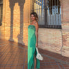 Halter Color Patchwork Strapless Dress High Waisted Drape Slimming Layered Strap Long Dress Suspender Robes Women's Clothing