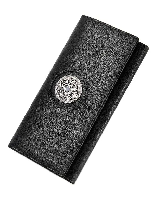 BISON DENIM Vintage Long Wallet Genuine Leather New Designer Brand Luxury Cowhide Handbag Card Holder Men Women Purse Wallet