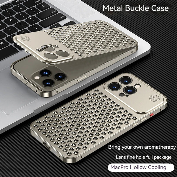 For iPhone 14 15 16 ProMax Metal Heat Dissipation Phone Case 15Pro Aluminum Alloy Aromatic Ultra-thin Shock-absorbing Back Cover