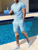 Men's Summer Short Sleeve Suit Polo Shirt Short Sleeve Shorts Athleisure Two-Piece Set Suitable For Everyday Travel