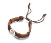 Custom Men's Round Photo Engraved Tag Bracelet Brown Leather Strap Stainless Steel Bracelets Personalized Photo Men's Jewelry