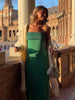 Halter Color Patchwork Strapless Dress High Waisted Drape Slimming Layered Strap Long Dress Suspender Robes Women's Clothing